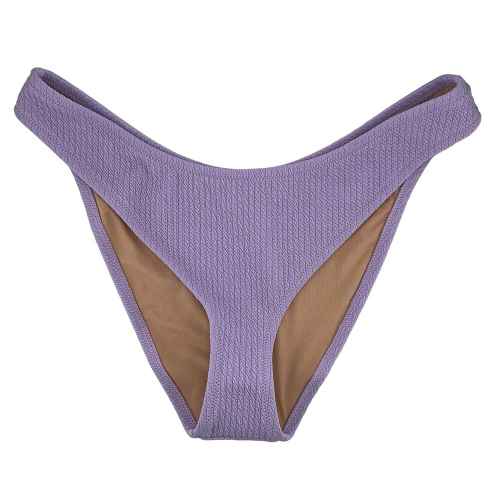 J. Crew Curved Waist Cheeky Bikini Bottom in Purple Size Large NWT